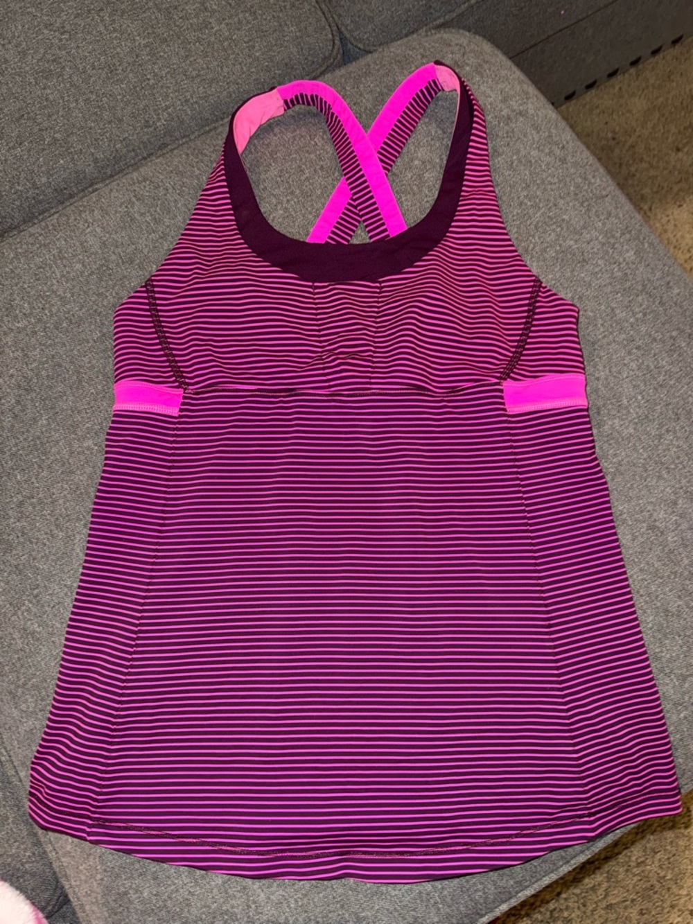 lululemon athletica Pink and Purple Striped Racerback Tank